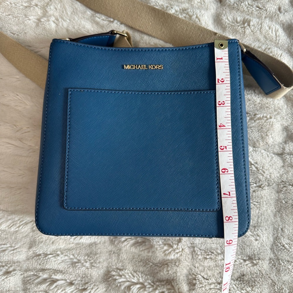 Michael Kors Navy Saffiano Leather Crossbody with Canvas Strap - Picture 5 of 9